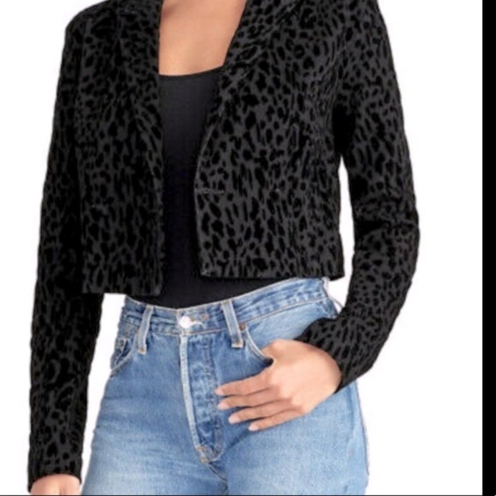 RACHEL Rachel Roy Flocked Animal Print Jacket